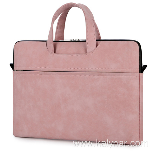 Customized Logo Frosted PU Leather Laptop Briefcase